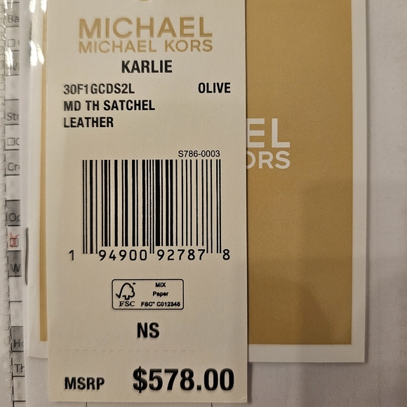 Michael Kors medium Karlie crossbody satchel olive leather gold hardware bag - Picture 14 of 14